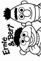 A coloring page of sesame street